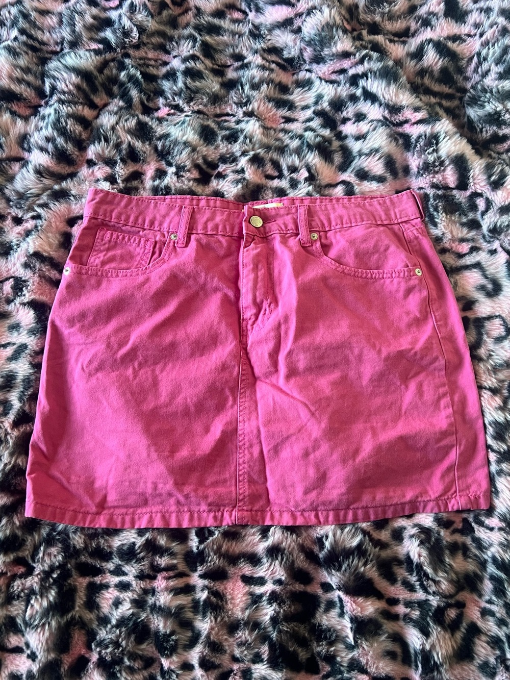 Pink Cotton Mini Skirt